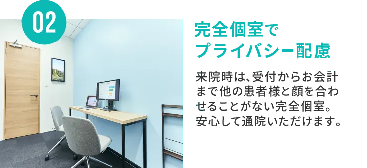 完全個室でプライバシー配慮